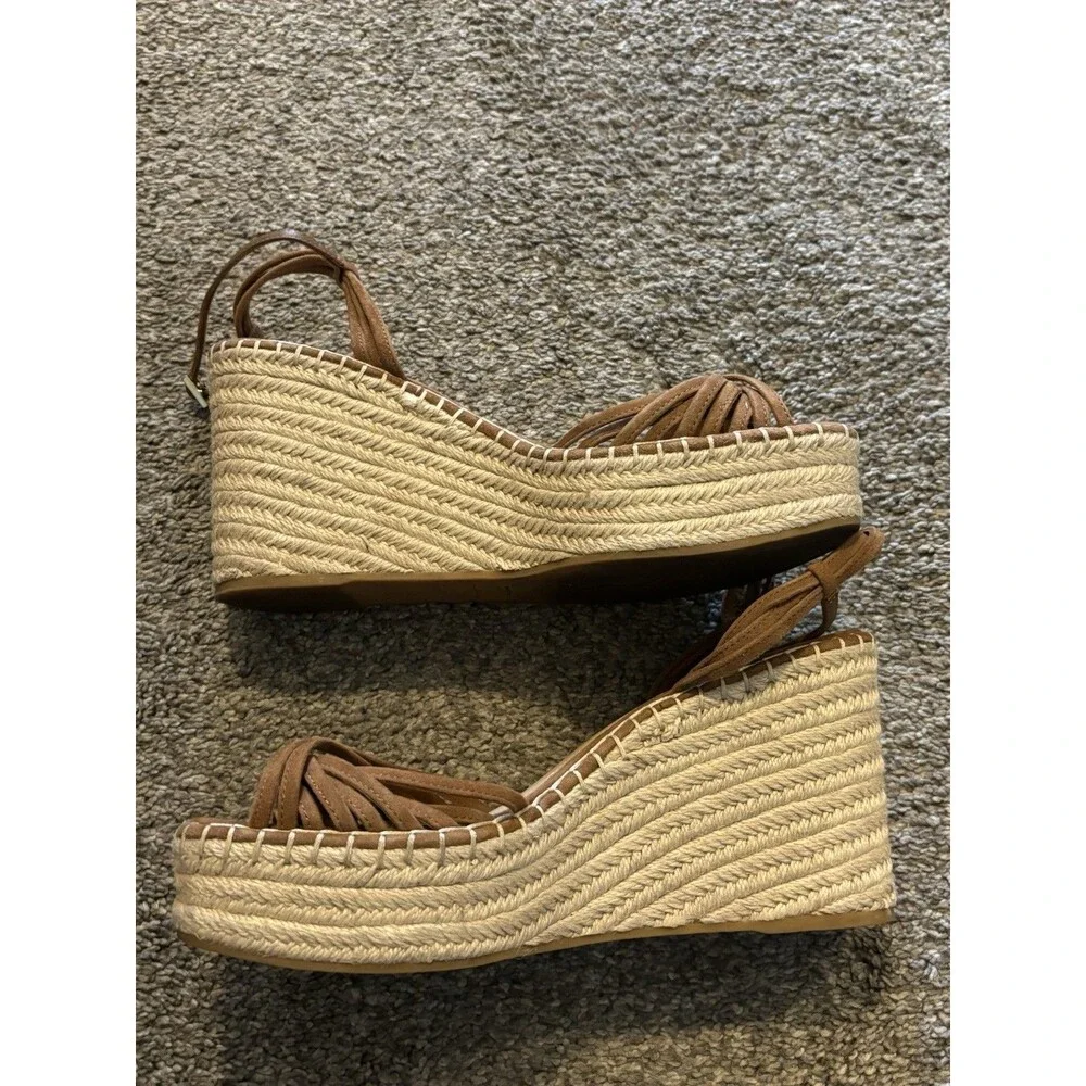 Veronica Beard Ravina Brown Suede‎ Platform Wedge Ankle Strap Shoes Size 10